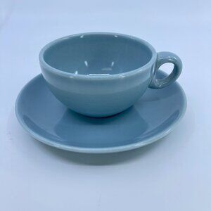 vintage russel wright iroquois casual china cup & saucer set mcm ice blue